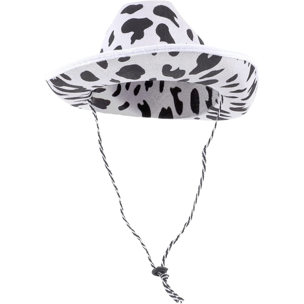 Zac's Alter Ego - Cow Print Cowboy Hat Chapeau de costume - Blanc